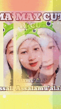 a woman wearing a hat with a frog on it and the words ta may cu