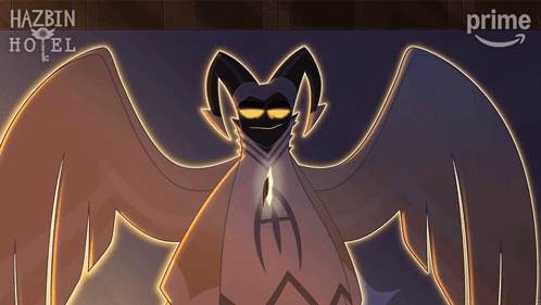 a poster for hazbin hotel shows a demon with horns