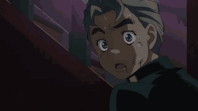 a cartoon character with a surprised look on his face has the letters b and u on his forehead
