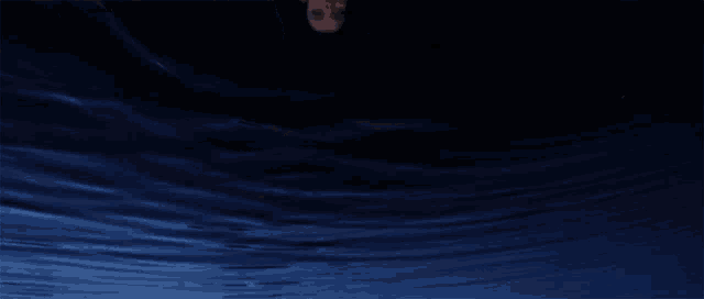 a person 's face is reflected in a dark blue water surface