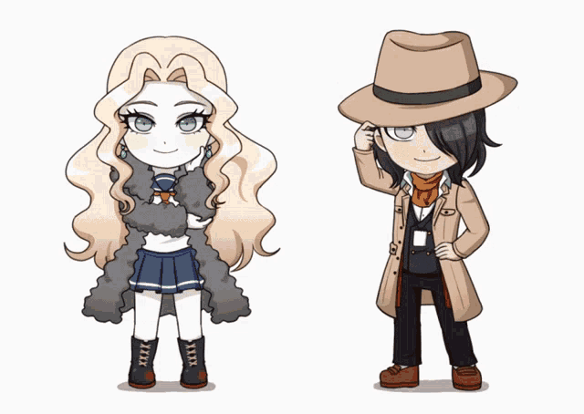 a girl and a boy are standing next to each other and the girl is wearing a fur coat