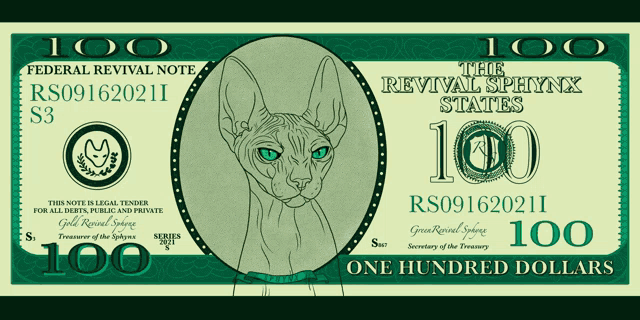 a 100 dollar bill with a sphynx on it