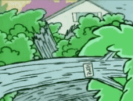 a cartoon drawing of a bridge with a sign that says home on it
