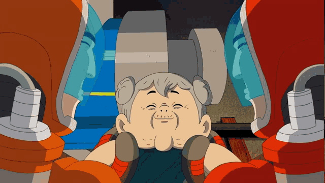 a cartoon of an elderly woman sitting on a bench