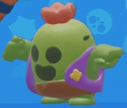 a green cartoon character with a pink vest and a red mohawk is standing in front of a blue background .