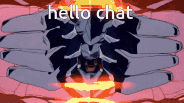 a picture of a cartoon character with the words hello chat on the bottom