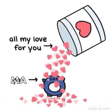 a cartoon of hearts pouring out of a bucket with the words all my love for you
