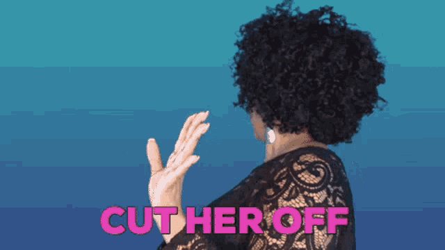 a woman with curly hair says cuther off in pink