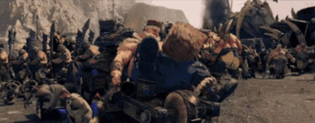 a group of dwarfs are gathered in a field