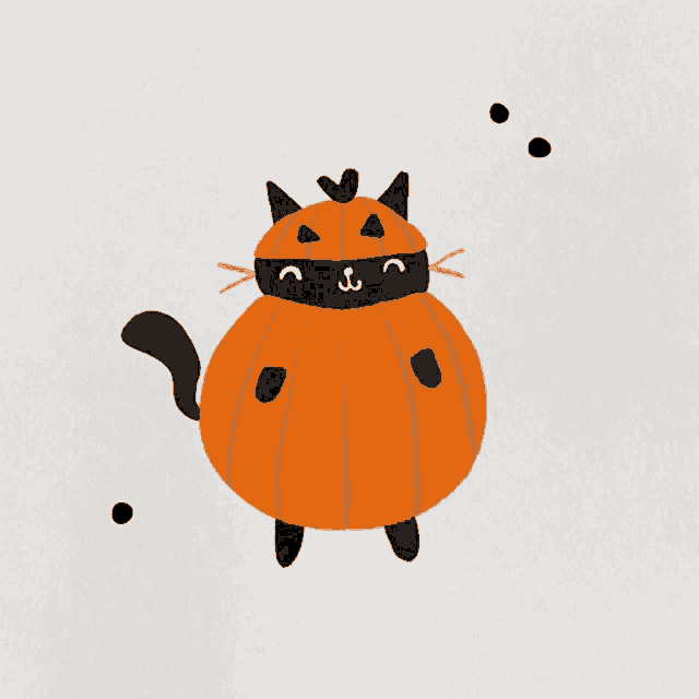 a cat dressed as a pumpkin with a mask on