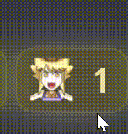 a cartoon girl is holding two lightsabers in front of a button with the number 1 on it .
