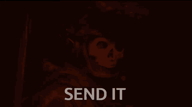 a picture of a skull with the words send it written below it