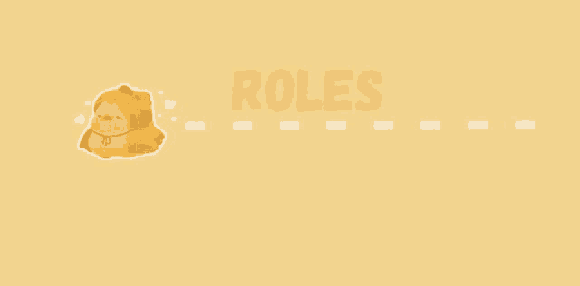the word roles is on a yellow background with a cartoon character
