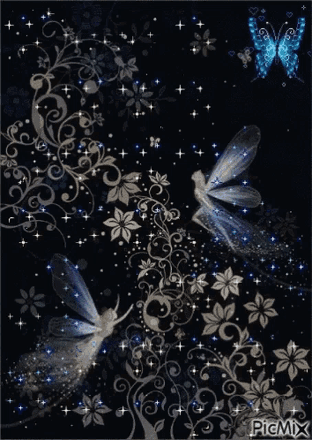 a picture of a fairy and a butterfly with a picmix watermark
