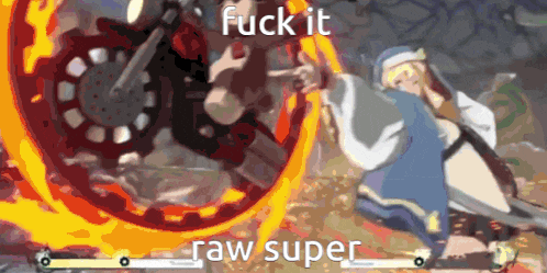 a cartoon of a person with the words fuck it raw super on the bottom