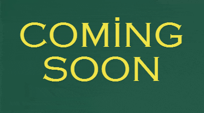 a green background with the words coming soon in yellow letters
