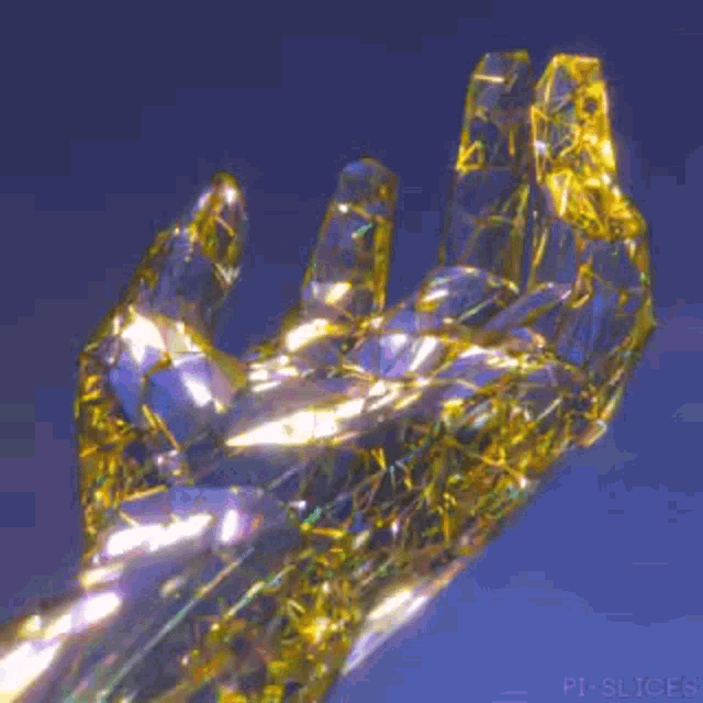 a close up of a glowing hand on a blue background