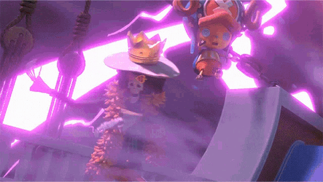 a cartoon character wearing a crown and a hat