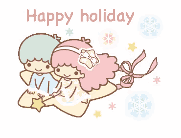 a happy holiday greeting card with two little twin stars