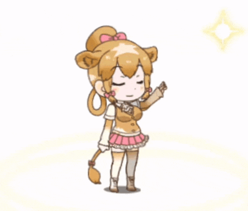 a cartoon drawing of a girl in a lion costume standing in a circle