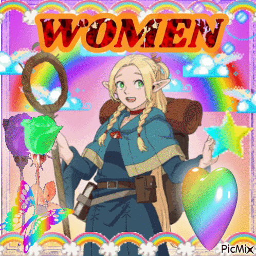 a picture of a woman with the word women written in red