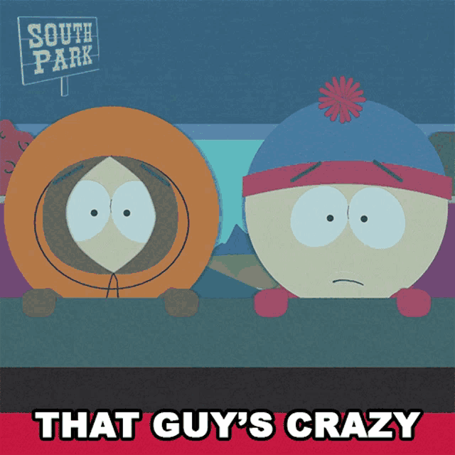 a poster for south park shows kenny and stan
