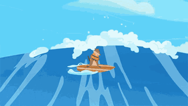 a cartoon of a dog jumping off a surfboard into the ocean