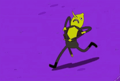 a cartoon character says it 's the last day with a purple background