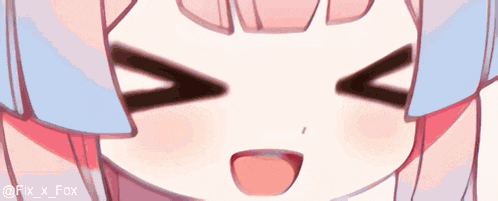 a close up of a girl 's face with the name fix x fox on the bottom right