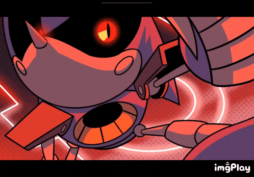 a cartoon drawing of a robot with a red eye and the word imgplay below it
