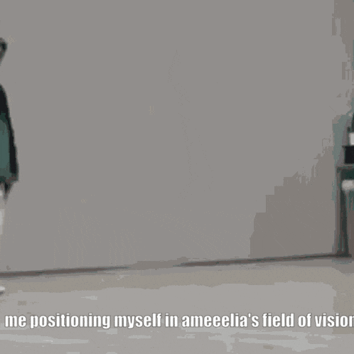 a man in a green jacket is positioning himself in ameelia 's field of vision ..