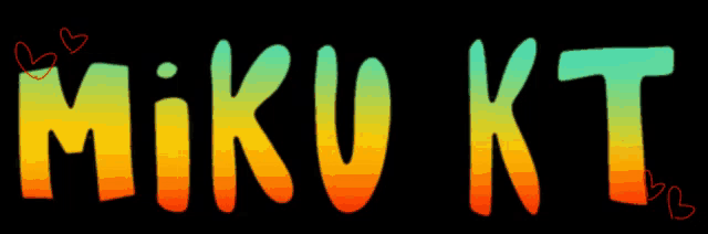 the name miku kt is written in rainbow colors