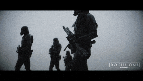 a poster for rogue one star wars shows a group of soldiers
