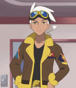 a cartoon character wearing a jacket and goggles