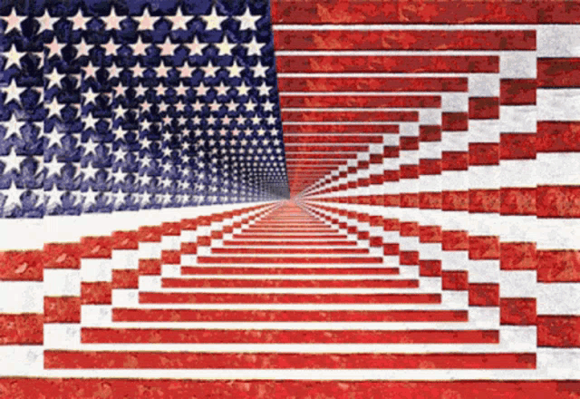 an optical illusion of an american flag that appears to be a staircase