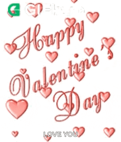a valentine 's day greeting card with pink hearts and the words `` happy valentine 's day '' .