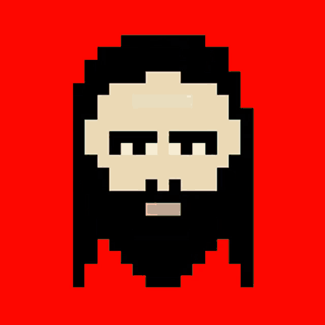 a pixel art drawing of a woman 's face with a bow in her hair