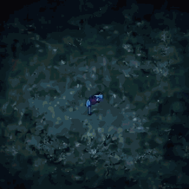 a pixel art illustration of a cat in a purple and blue circle