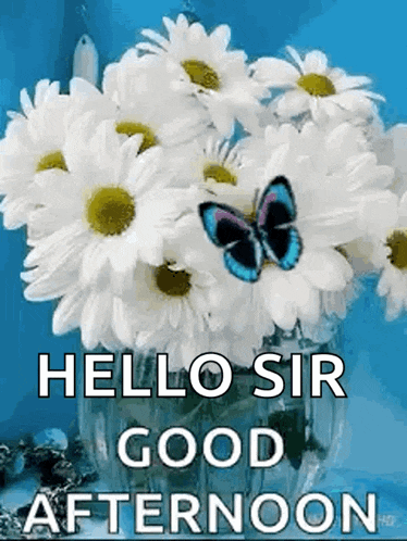 a bouquet of daisies in a vase with a butterfly on it .