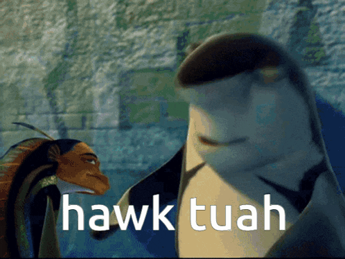 a picture of a shark and a fish with the words hawk tuan on the bottom