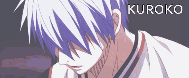 a picture of a boy with purple hair and the name kuroko