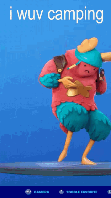 a picture of a cartoon character with the words i wouv camping above it