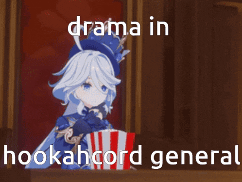 a picture of a girl holding a bag of popcorn with the words drama in hookahcord general