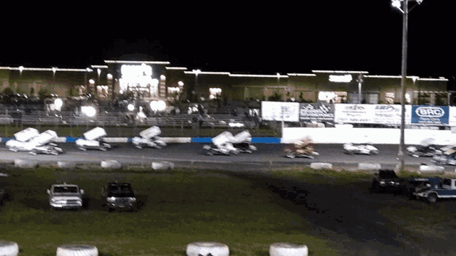 a race track with a sign that says bnc