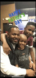 a man and two children are posing for a picture with the words happy father 's day on the bottom