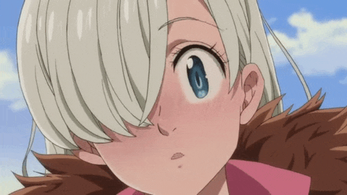 a close up of a cartoon character with a blue eye