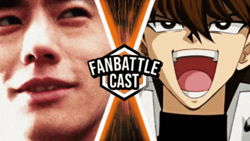 a picture of a man 's face next to a picture of a cartoon character with the words fanbattle cast below it