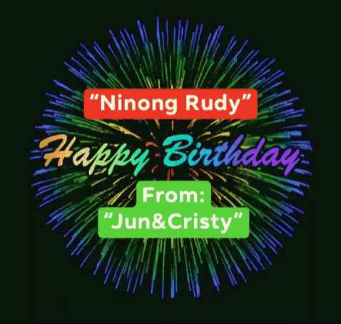 a colorful fireworks display with the words happy birthday from jun & cristy