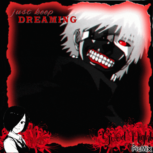 a picture of a person with a mask and the words just keep dreaming