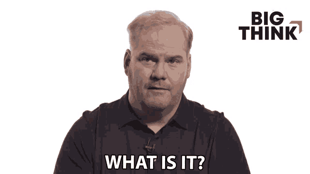 a man in a black shirt is asking what is it